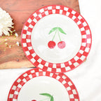 Serveerbord | Keramiek Geruit Kers | Set van 2, 7 inch