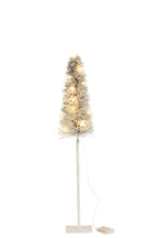J-Line decoratie kerstboom - polyresin - wit - LED lichtjes - medium