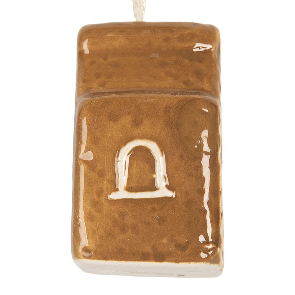 Kersthanger Huis 4x4x6 cm Bruin Keramiek