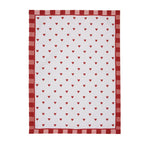 Theedoek 50x70 cm Wit Rood Katoen Hartjes