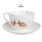 Kop en Schotel 250 ml Wit Bruin Porselein