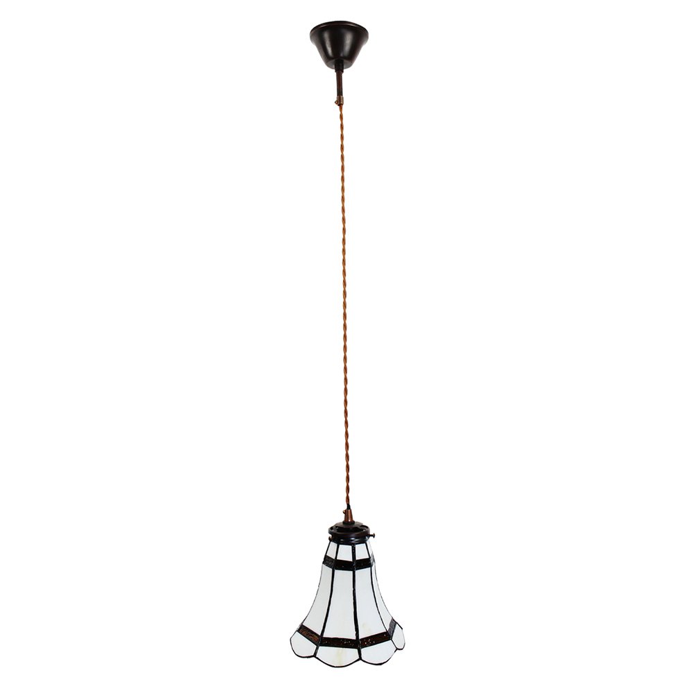 Hanglamp Tiffany Ø 15x115 cm wit Bruin Glas Hanglamp Eettafel