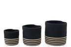 J-Line mand Gestreept - polyester - zwart/beige - set van 3