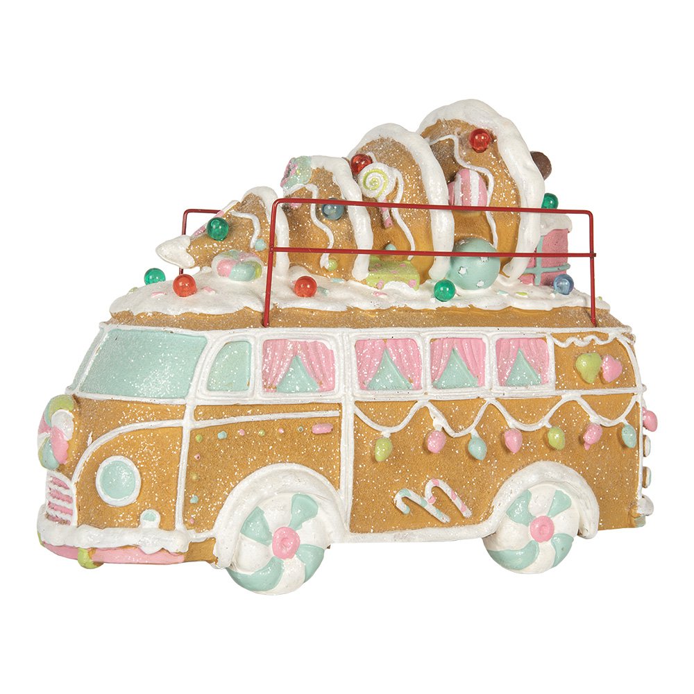 Gingerbread house met LED Bus LED 2xAAA Bruin Metaal