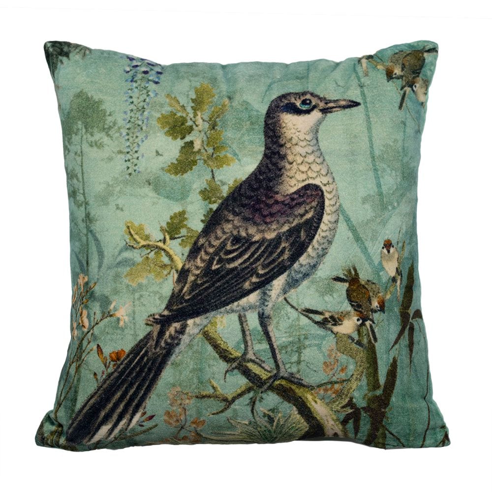 Kussen fluweel charming zanglijster 45x45cm