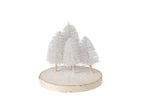 J-Line dienblad met bomen - boomschors - naturel/wit - S