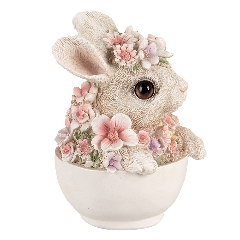 Beeld Konijn 15 cm Grijs Roze Polyresin beeld decoratie