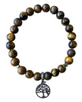 Dames armband Tijgeroog 8 mm met Tree of Life bedel