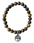 Dames armband Tijgeroog 8 mm met Tree of Life bedel