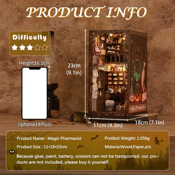 Cutebee, DIY Booknook, The Magic Pharmacist, SZ05B, 18x11x23cm