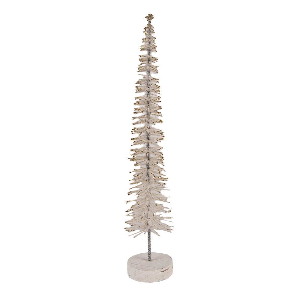 Kerstdecoratie Beeld Kerstboom Ø 6x30 cm Beige Hout
