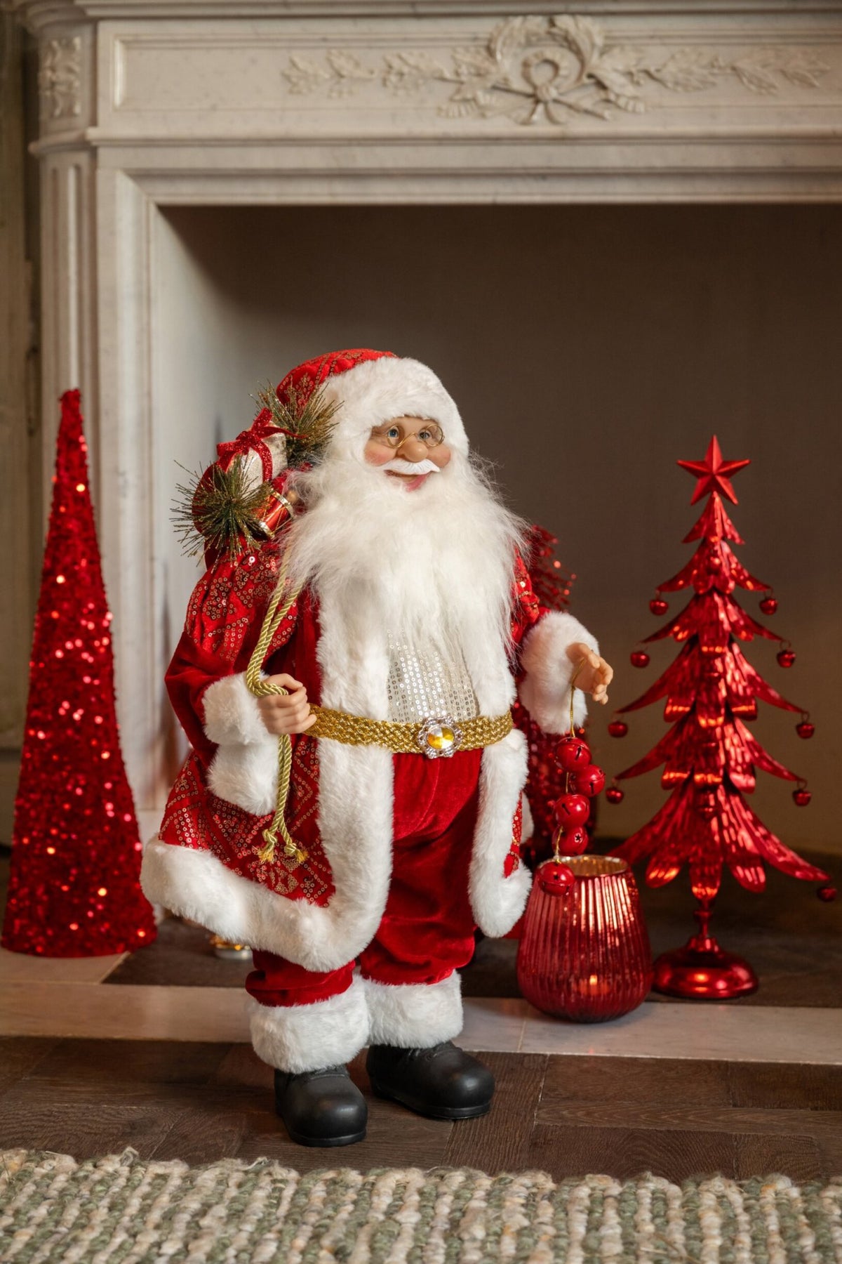 J-Line decoratie Kerstman - kunststof - kerstrood - large