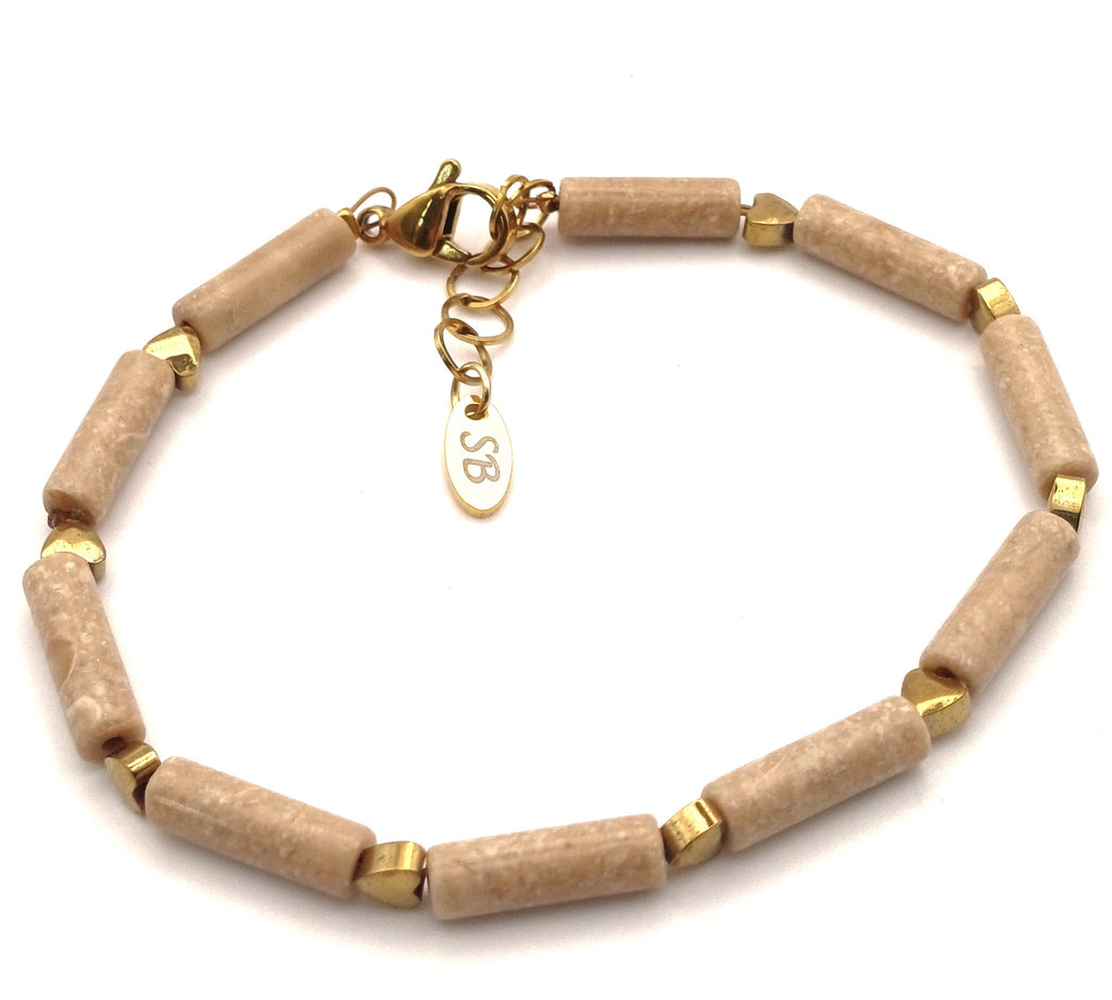 Edelsteen armband Tube met mini hartjes