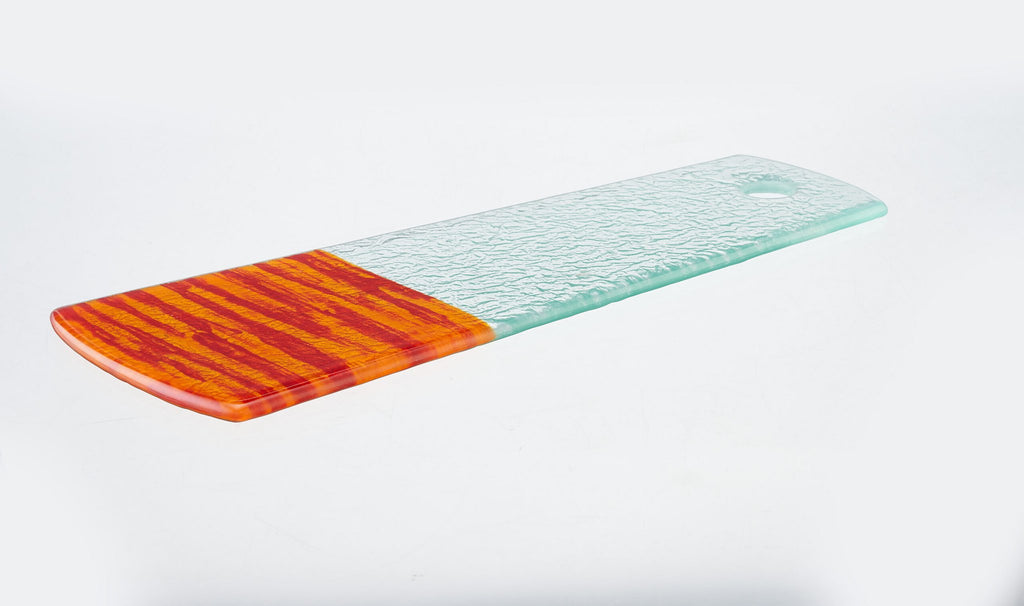 Artisano schotel rechthoek plat 42x16 oranje en wit
