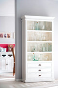 Boekenkast wit - 100bx40dx190 hoog - mahoniehout - 3 laden