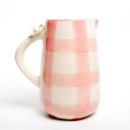 Kruik | Keramiek Handgeschilderde Daisy Check | 800ml Roze