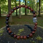 Dames armband Mahonie Obsidiaan 6 mm met boeddha kraal