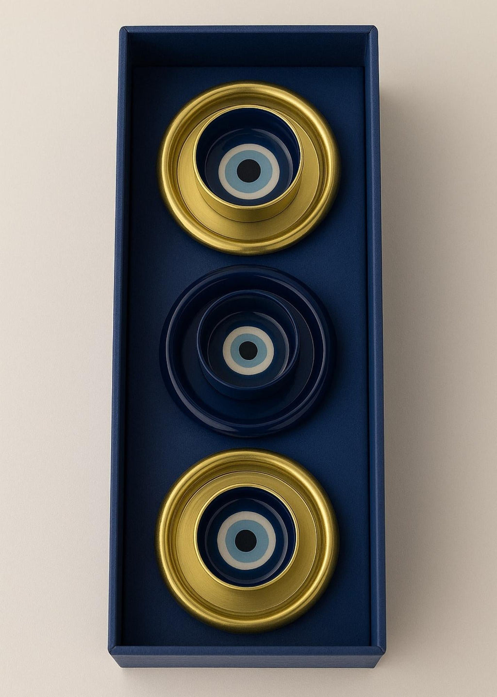 Handgemaakte emaille metalen kandelaar Evil Eye - Set van 3