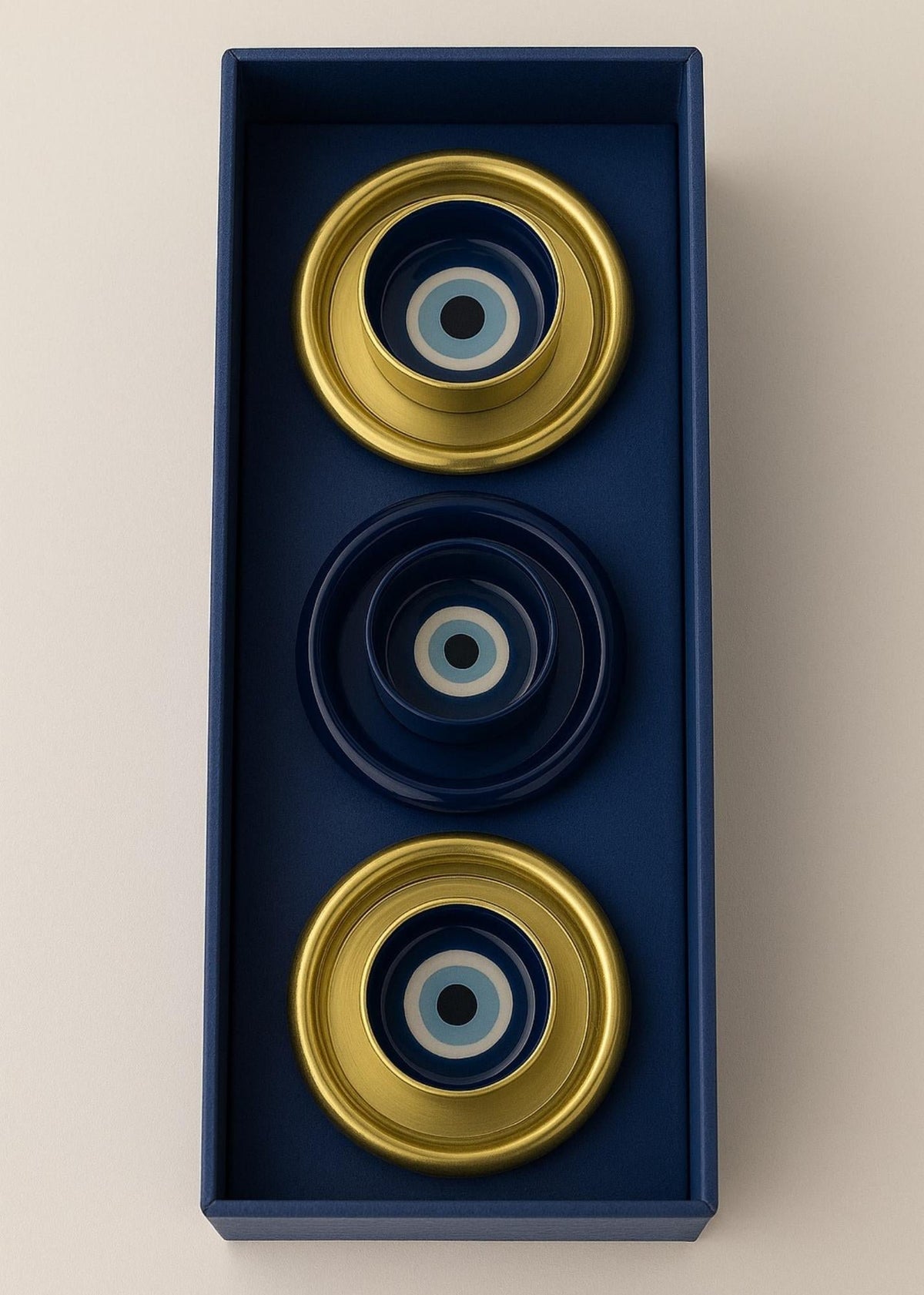 Handgemaakte emaille metalen kandelaar Evil Eye - Set van 3