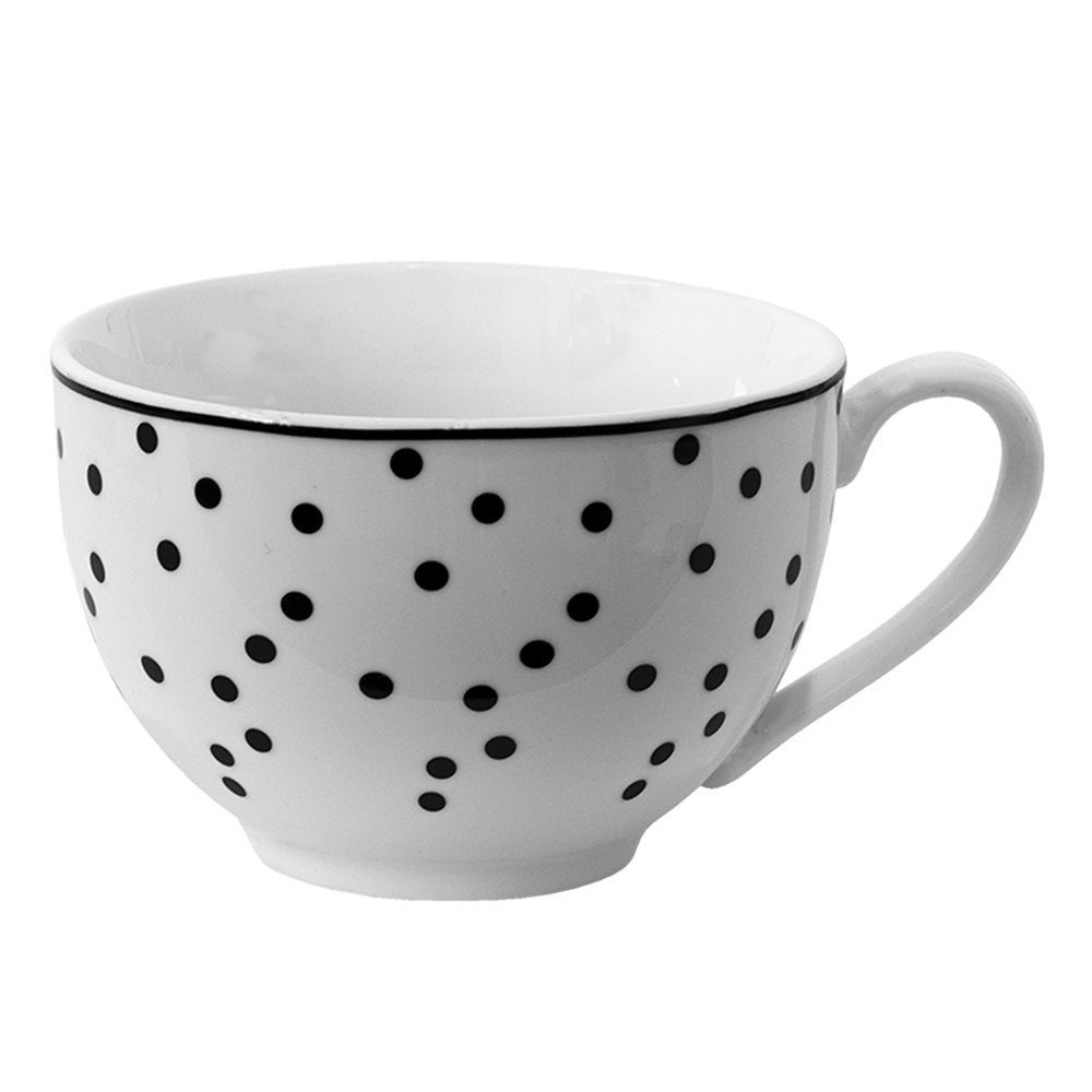 Kop en Schotel 238 ml Wit Zwart Polyresin Servies