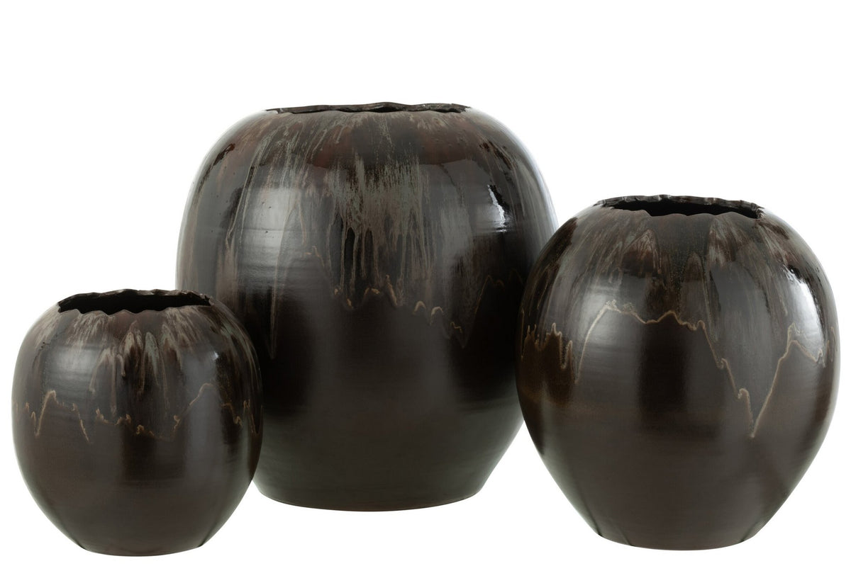 J-Line bloempot - keramiek - bruin - large - Ø 50 cm