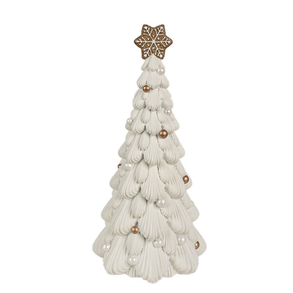 Decoratie Beeld Kerstboom Ø 15x31 cm Wit Kunststof