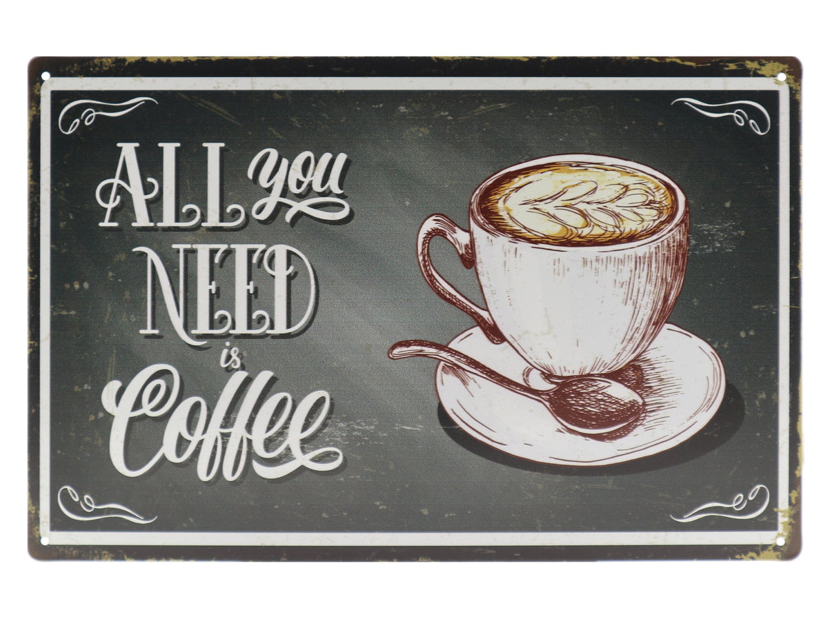 All you need is coffee Retro Wandbord 20x30