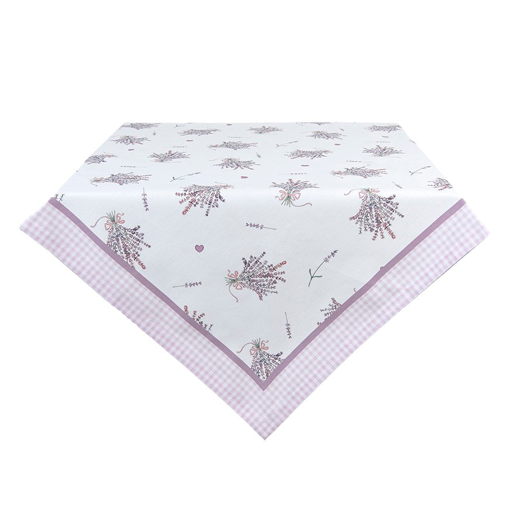 Tafelkleed 150x150 cm Wit Paars Katoen Lavendel Tafellaken