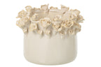 J-Line Bloempot met rozen - keramiek - ecru - large