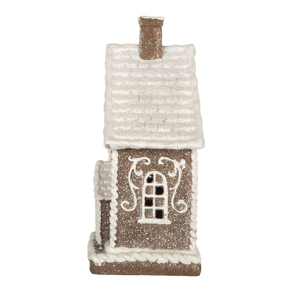 Gingerbread house met LED 16x10x23 cm Bruin Kunststof