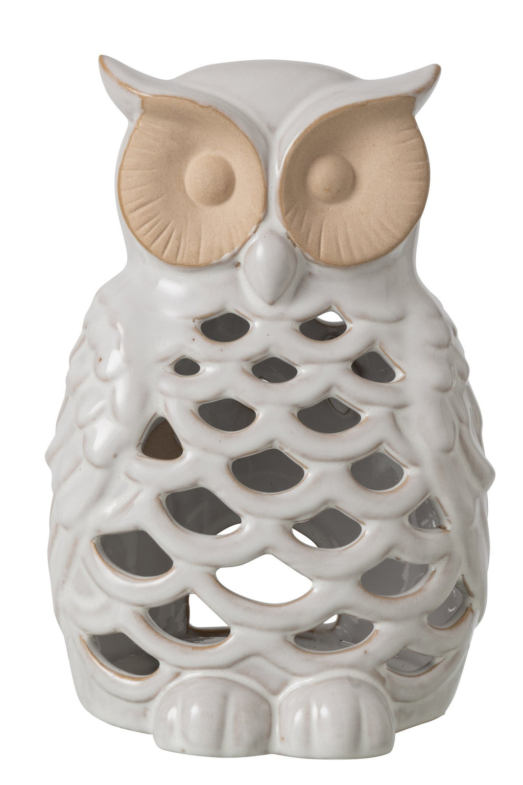 J-Line decoratie Uil - porselein - wit - large