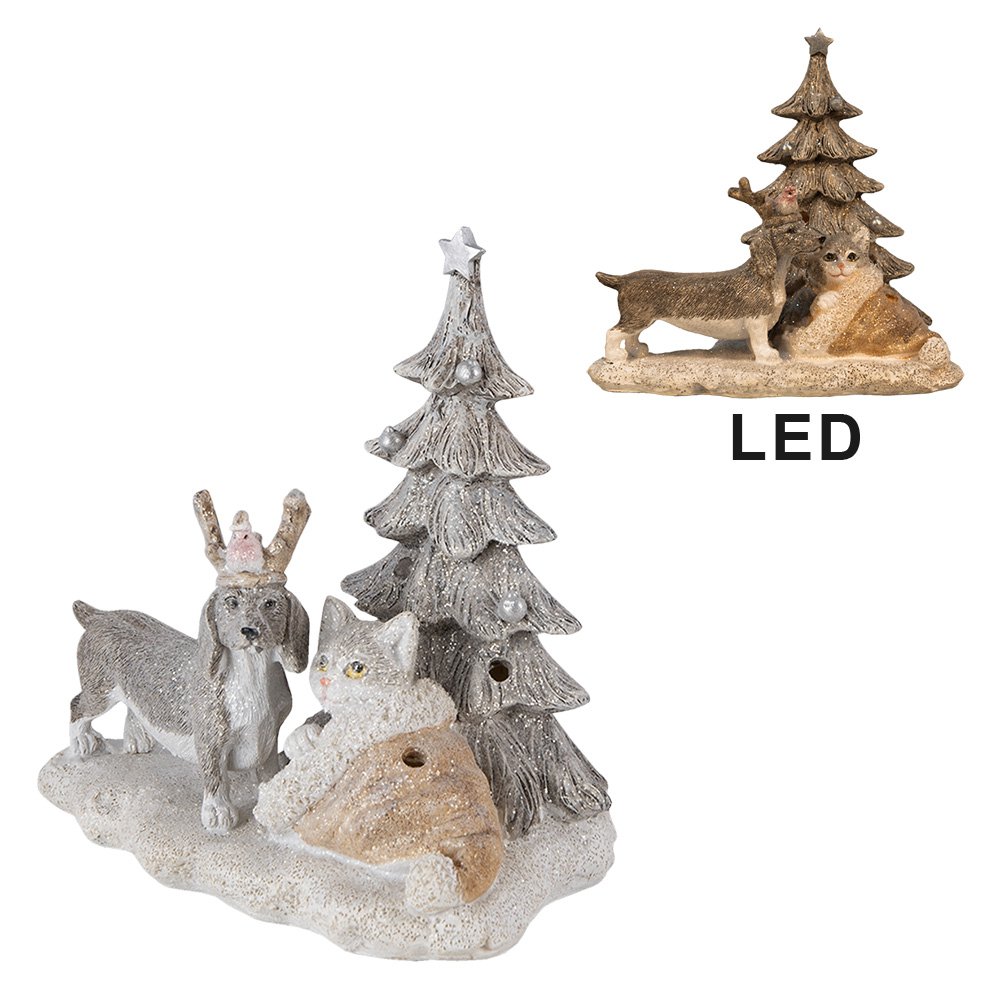 Beeld Dieren 16x10x15 cm LED Grijs Beige Polyresin Dieren