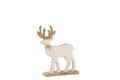 J-Line kerstfiguur Rendier Op Voet Mango - hout - wit - small