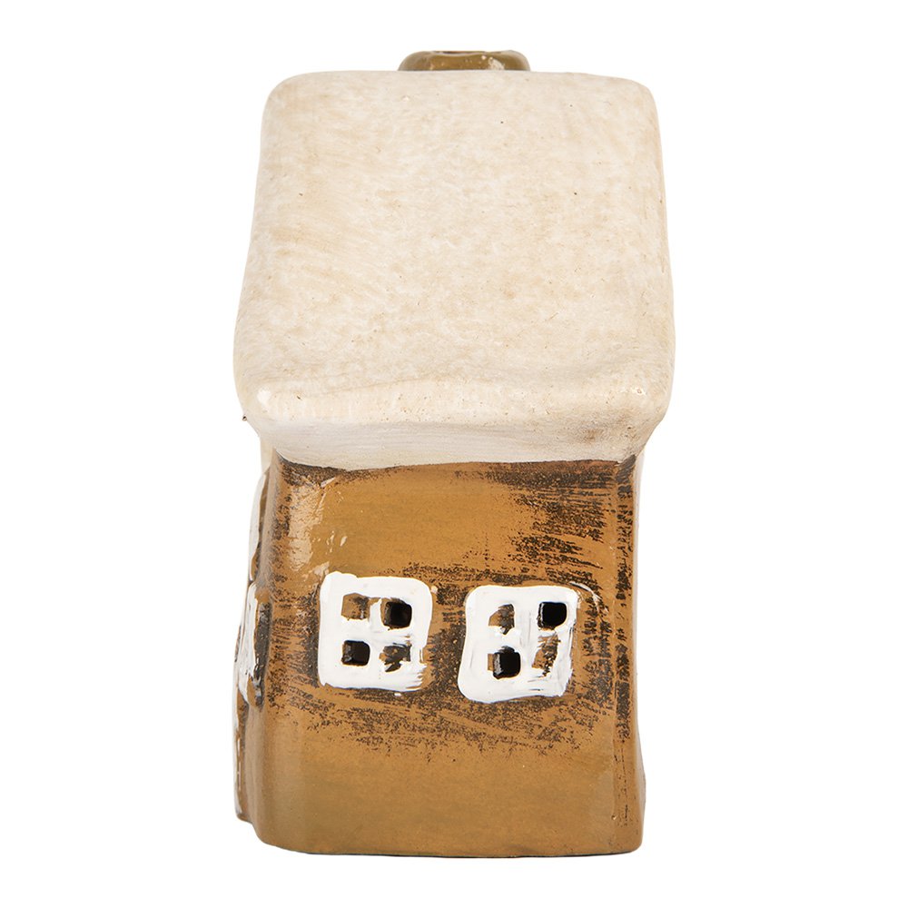 Waxinelichthouder Huis 13x7x13 cm Bruin Keramiek