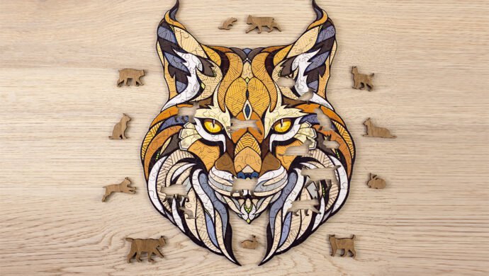 Eco Wood Art (EWA) Houten Legpuzzel Lynx size L, 1775, 47,3x37,5x0,5cm