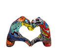 Polyresin hand hart kleurrijk