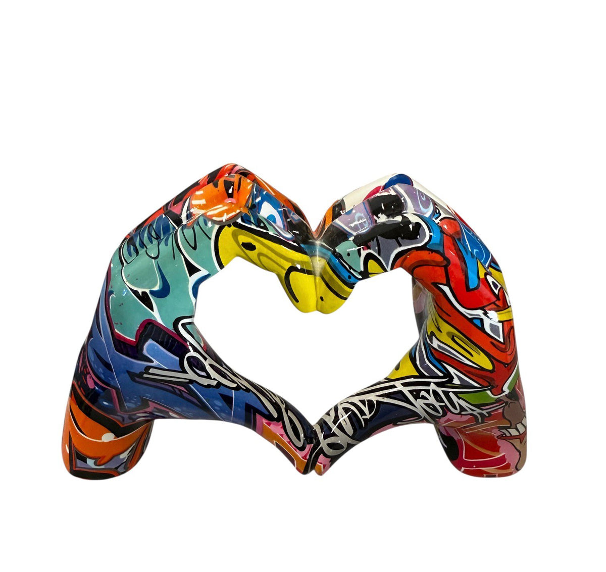 Polyresin hand hart kleurrijk