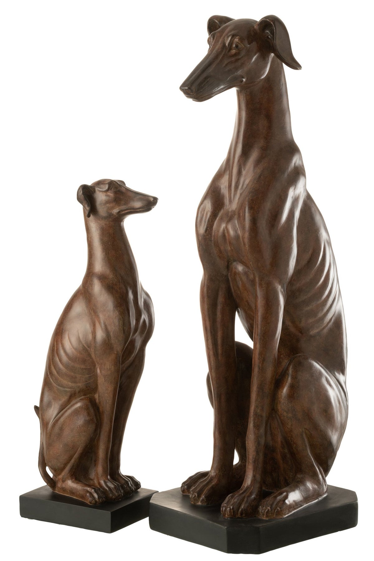 J-Line decoratie Windhond Zittend - polyresin - bruin - large