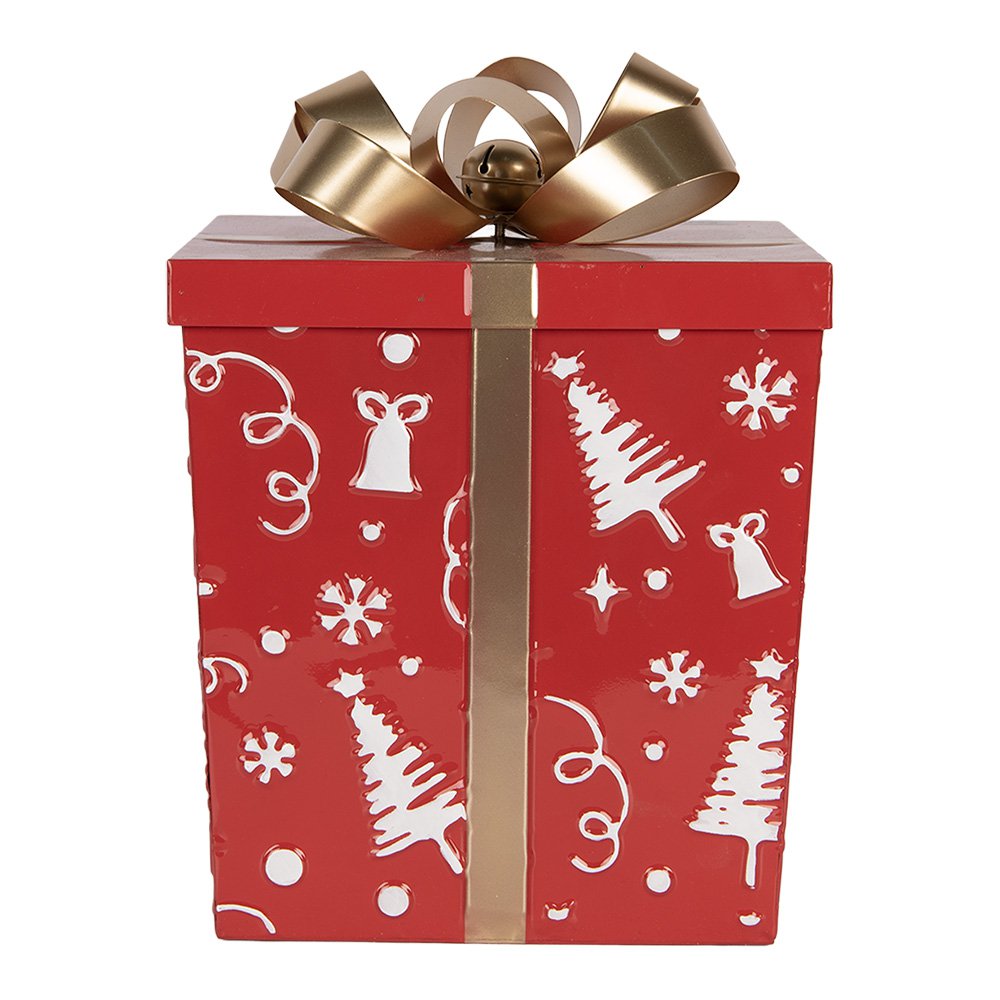 Kerstdecoratie Beeld Cadeau 26x26x33 / 21x21x27 cm Rood Metaal