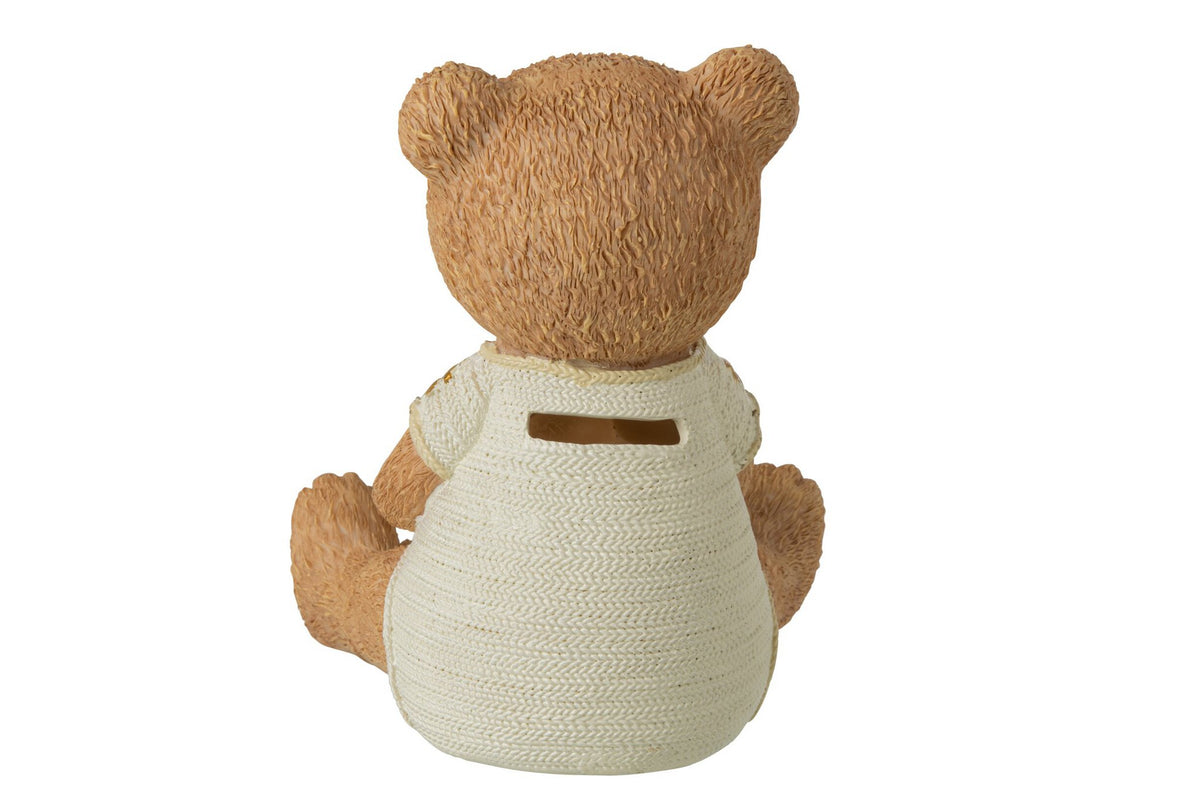 J-Line Spaarpot papa en berenjong - polyresin - camel