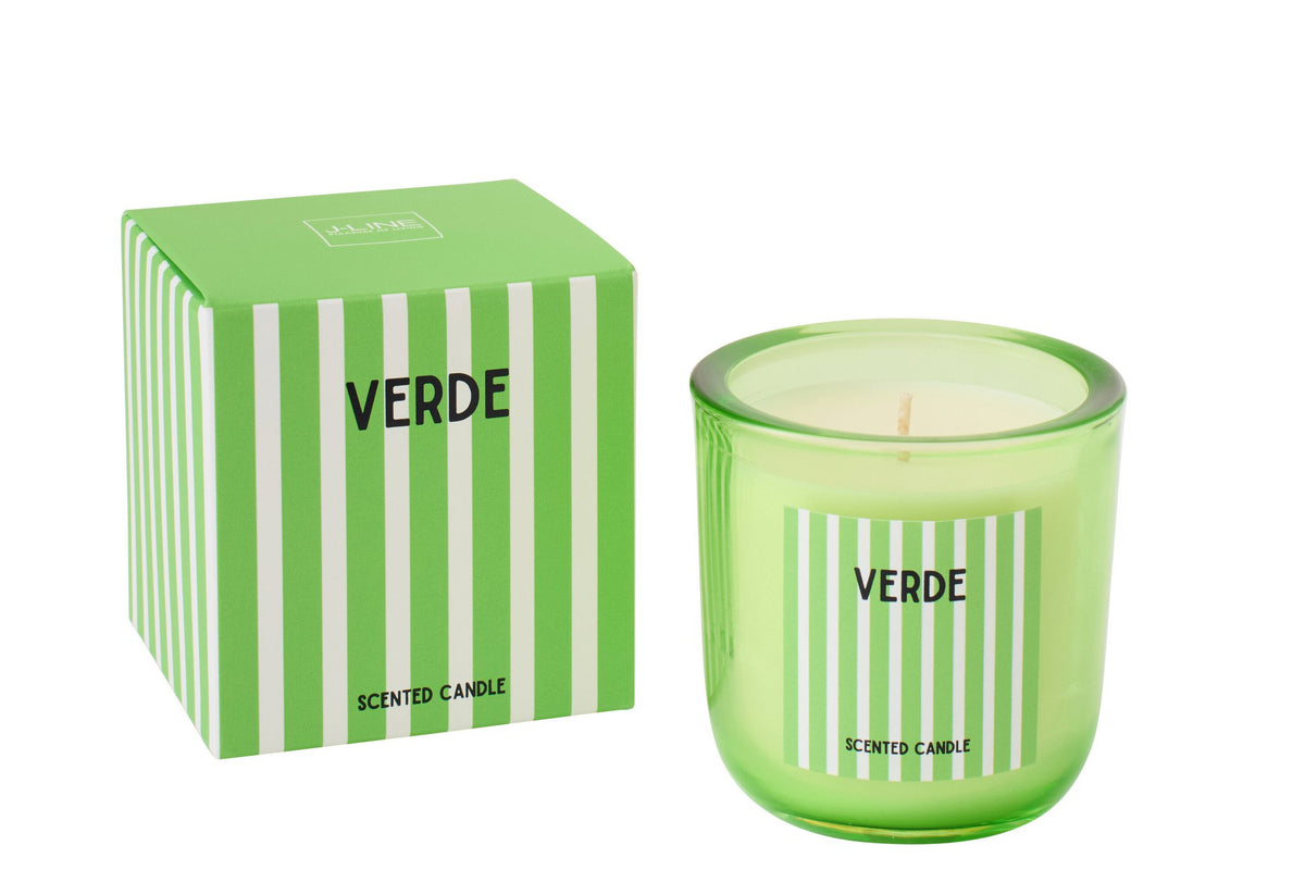 J-Line geurkaars Verde - Spring Ivy & Neroli - glas - groen - L