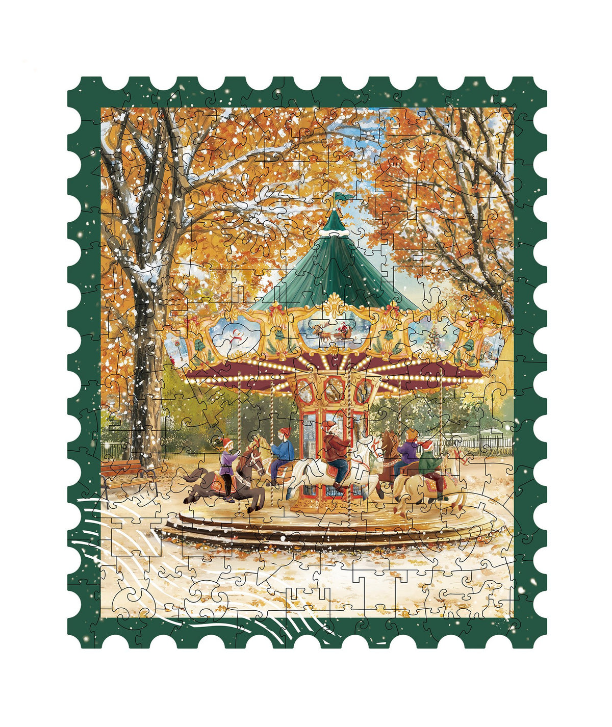 Houten Legpuzzel, Rowood/Robotime, Golden Autumn Carousel, TA008, 23x27,4 cm