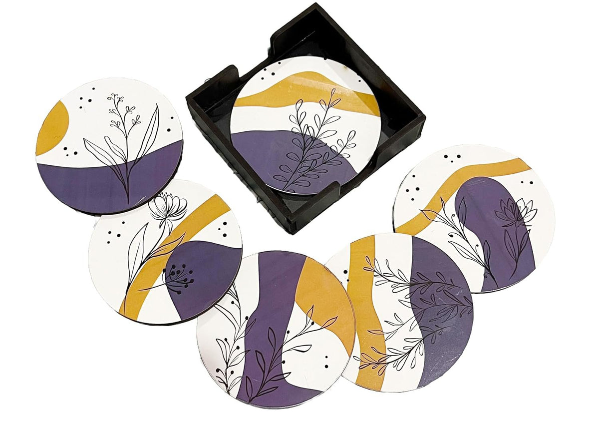 Orchid Design theeonderzetters set van 6 met standaard | Elegant huisdecor, Diwali en housewarming cadeau