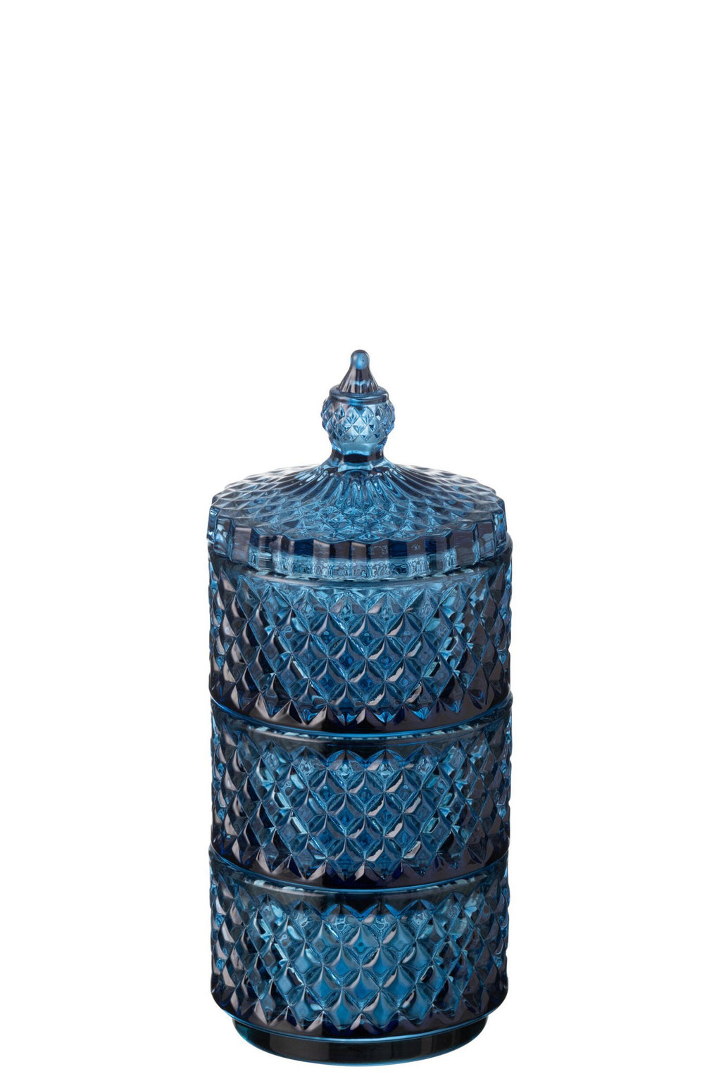 J-Line voorraadpot 3 lagen - glas - blauw