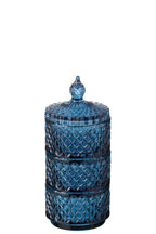 J-Line voorraadpot 3 lagen - glas - blauw