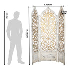Kamerscherm Wit Goudkleurig, Hout 124x3x186 cm