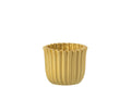 J-Line bloempot Geribbeld - cement - goud - medium