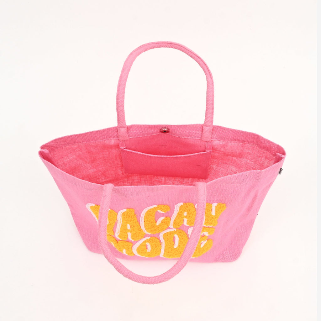 Tote Bag - Blush Vacay Mode - Chique meerkleurige jute tas