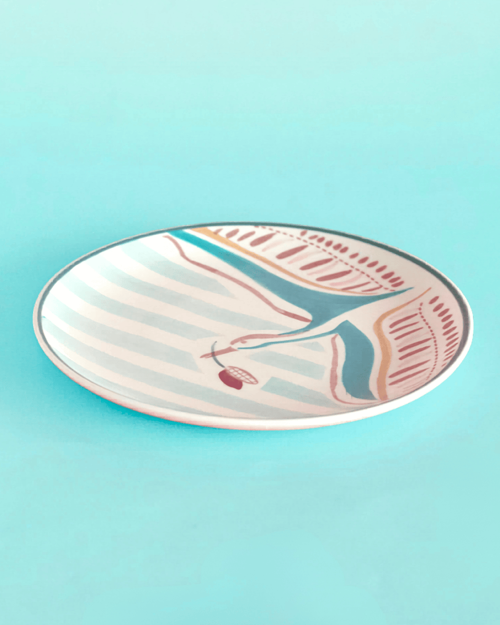 Veldleeuwerik Handbeschilderd Keramisch Rond Bord Curve 16Cm