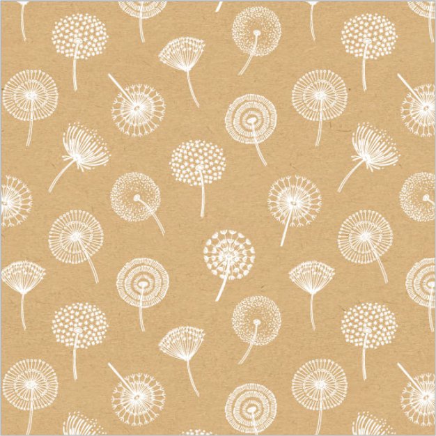 Cadeaupapier - Kraft paardenbloem – wit- 50cm x 150m